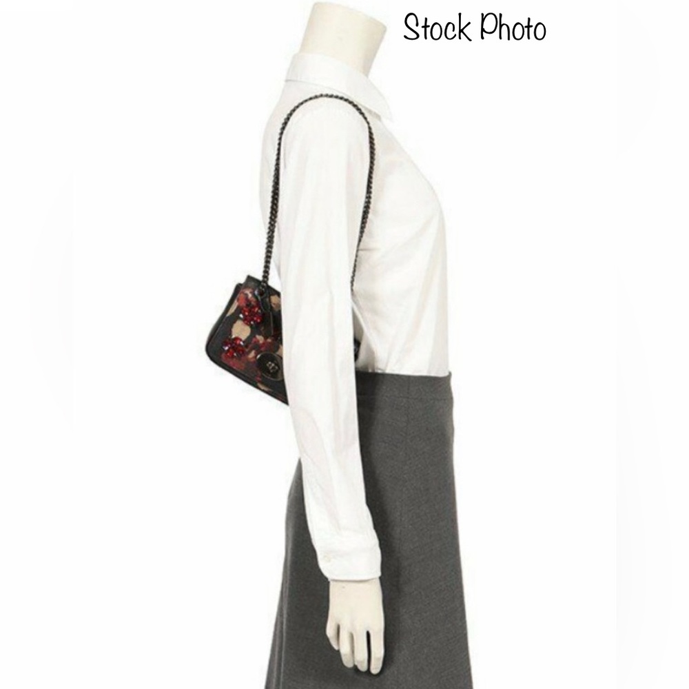 COACH Jewel Embellished Leather Floral Print Mini Convertible Crossbody Bag - Picture 14 of 15